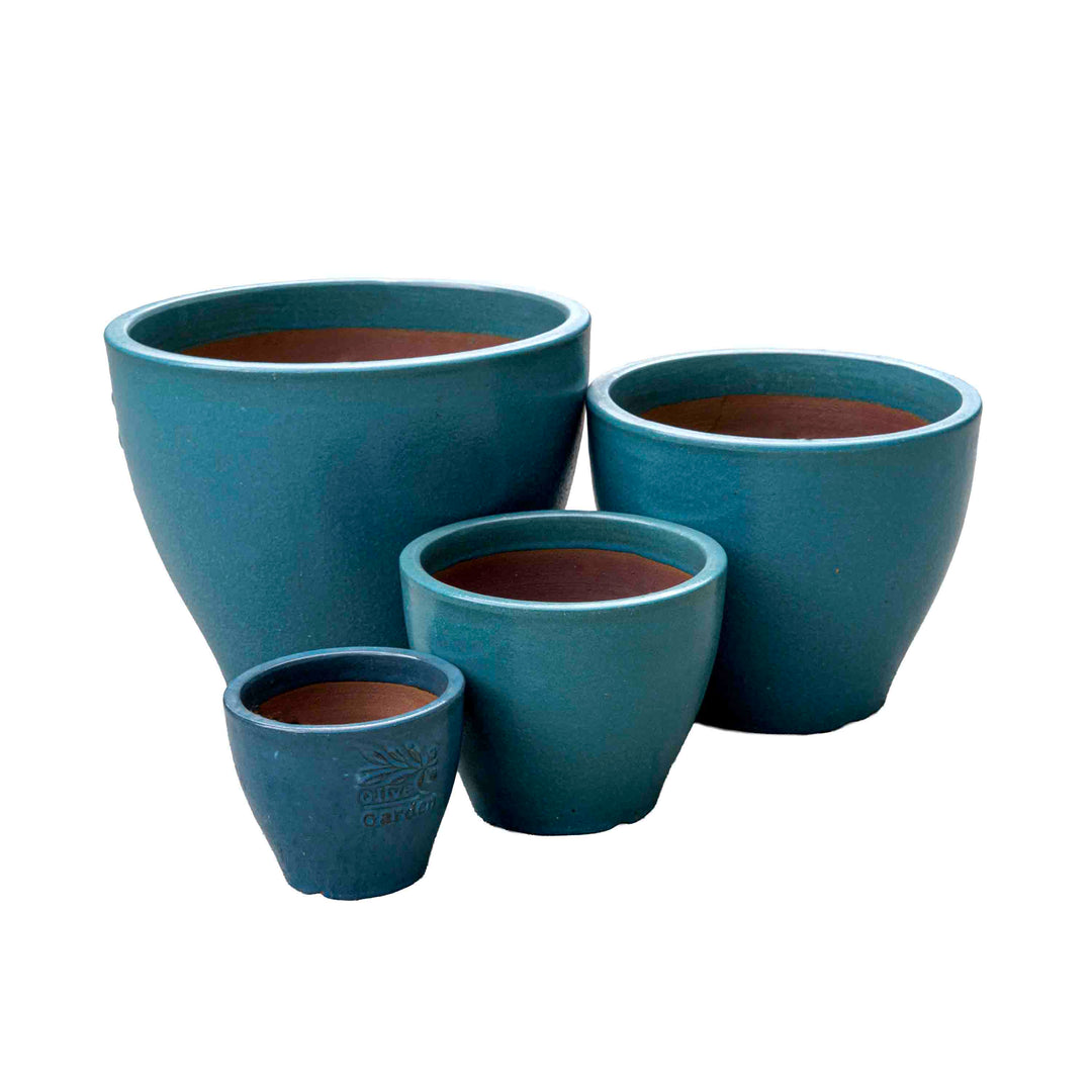 Blue Etched Ceramic Pot