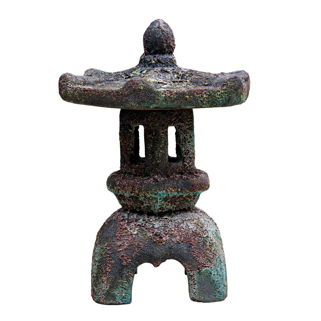 Ceramic Garden Lamp Pagoda Green