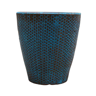 Geometric Blue Ceramic Pot