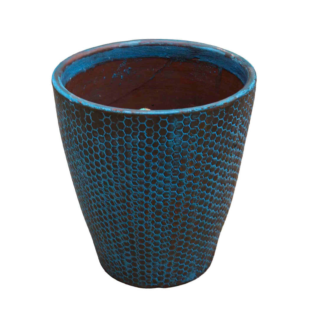 Geometric Blue Ceramic Pot