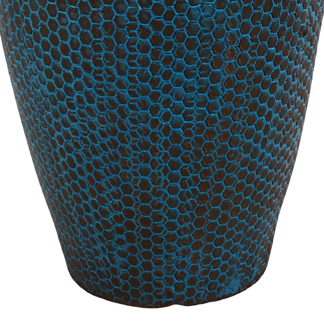 Geometric Blue Ceramic Pot