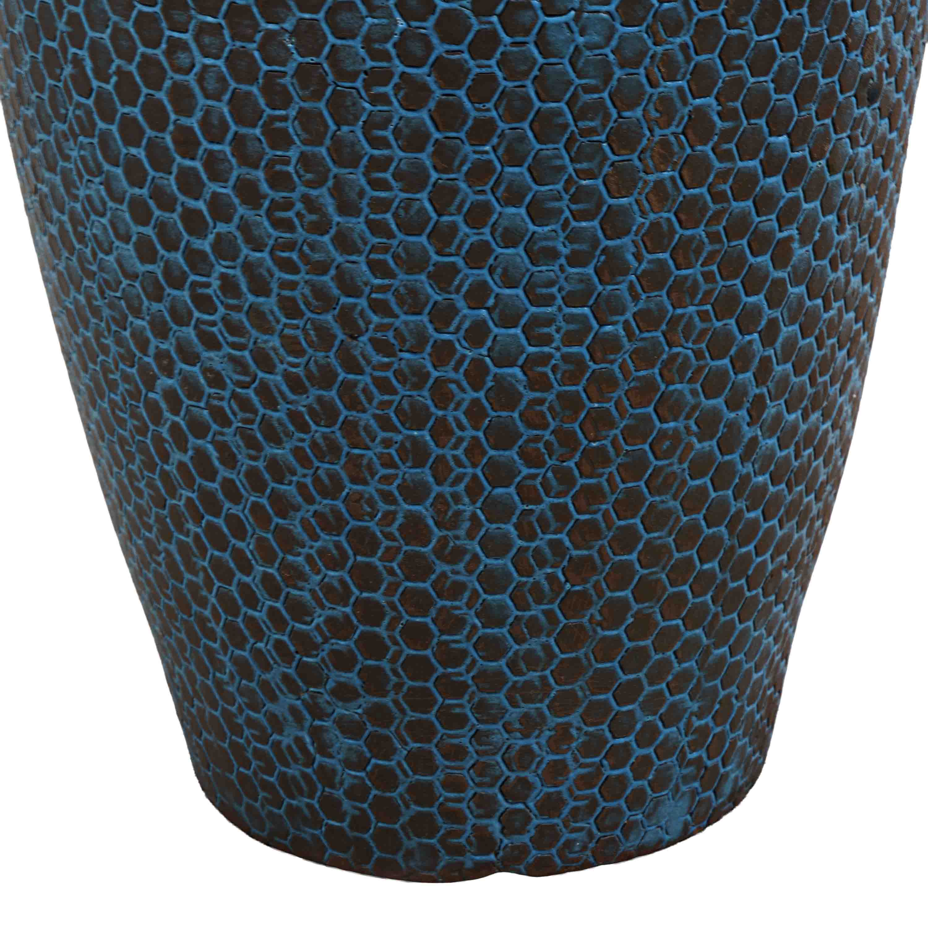 Geometric Blue Ceramic Pot