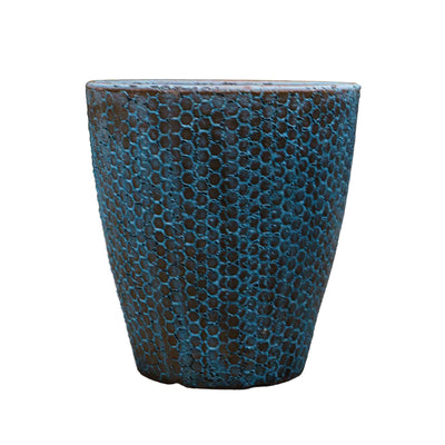 Geometric Blue Ceramic Pot