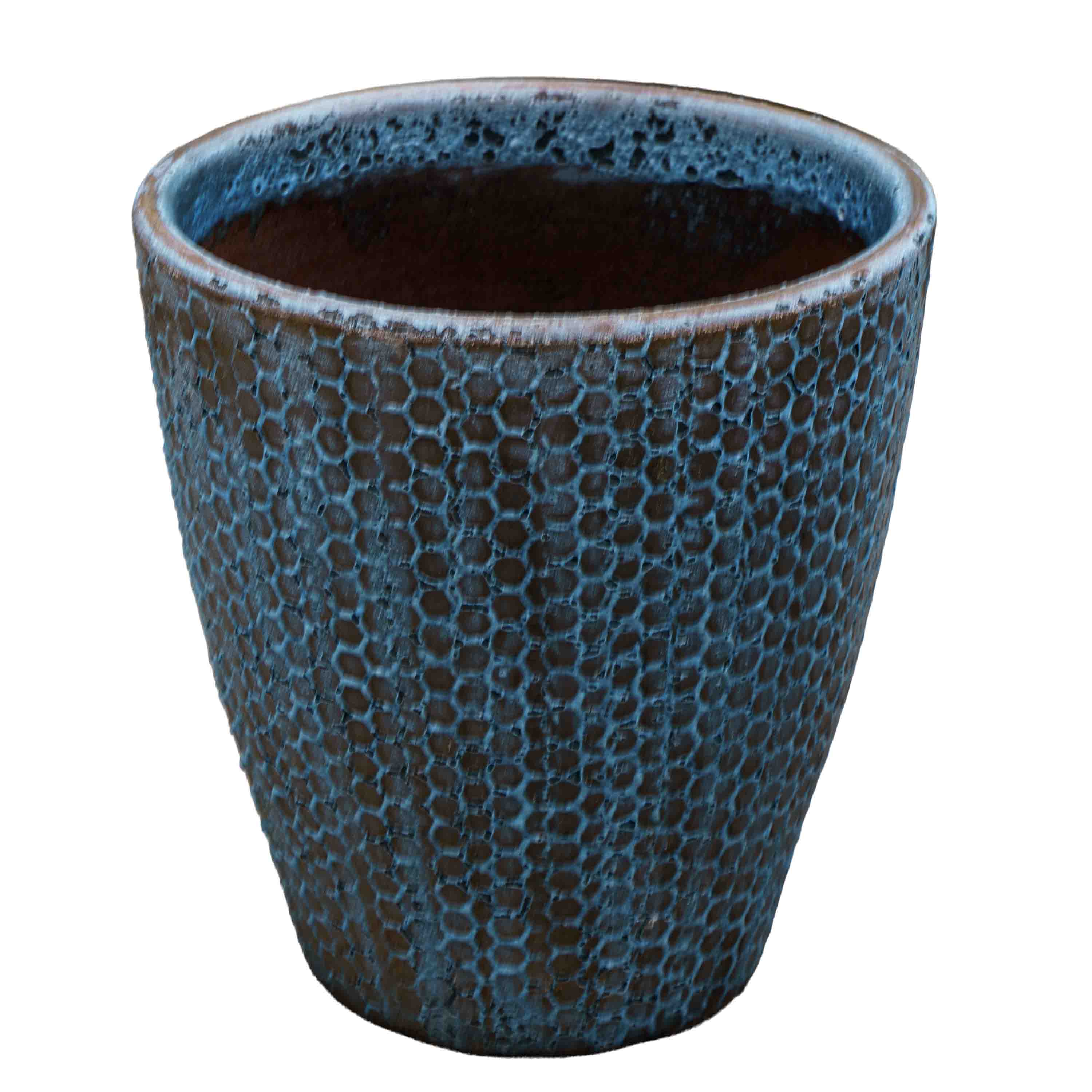 Geometric Blue Ceramic Pot