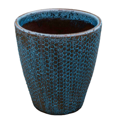 Geometric Blue Ceramic Pot