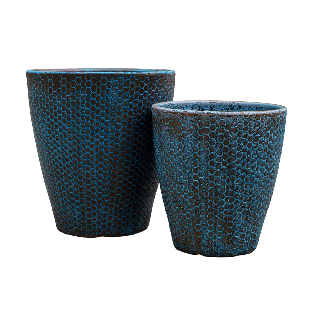 Geometric Blue Ceramic Pot