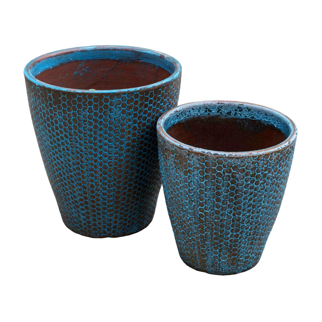 Geometric Blue Ceramic Pot