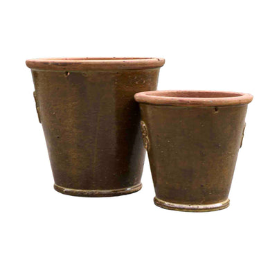 Floral Brown Ceramic Pot
