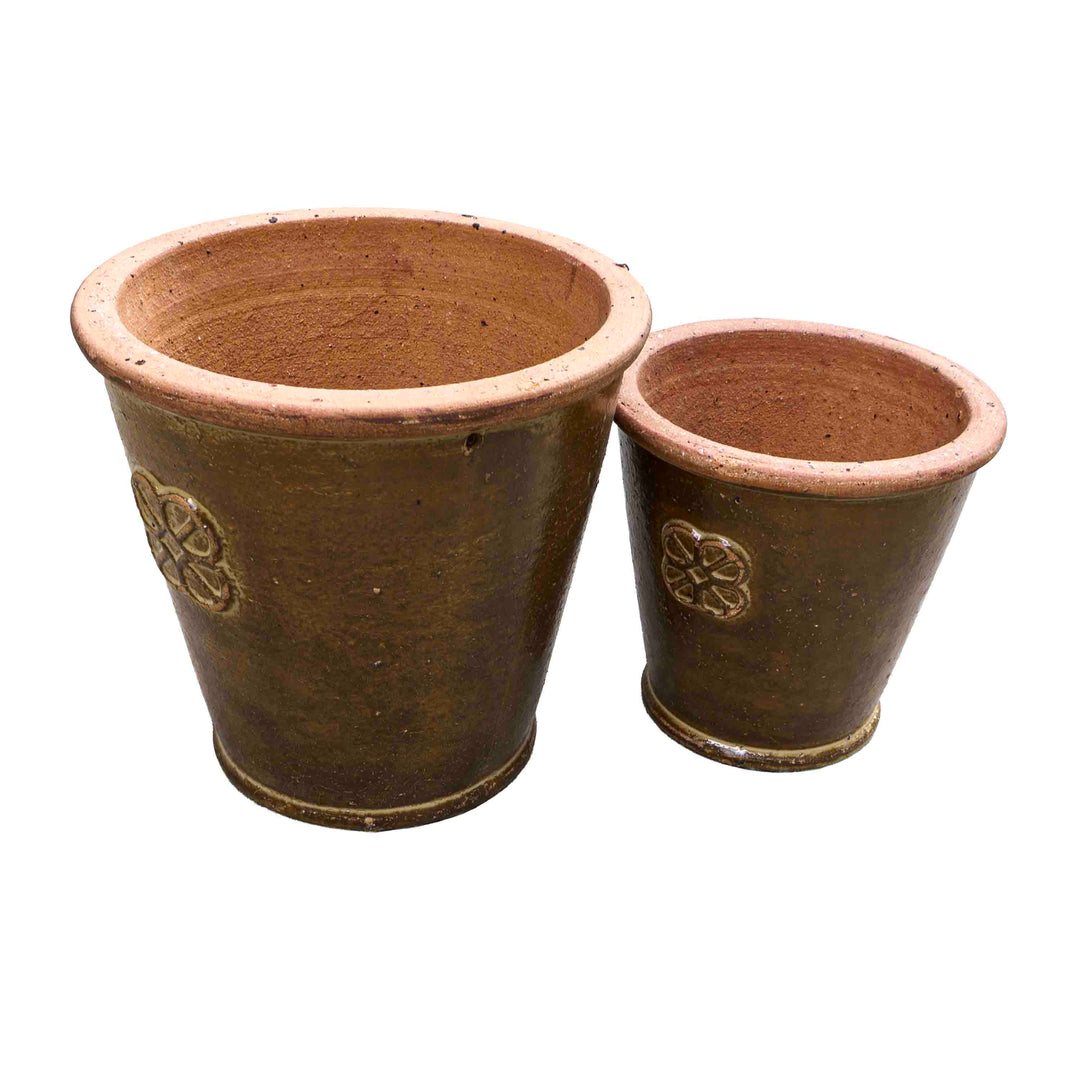 Floral Brown Ceramic Pot