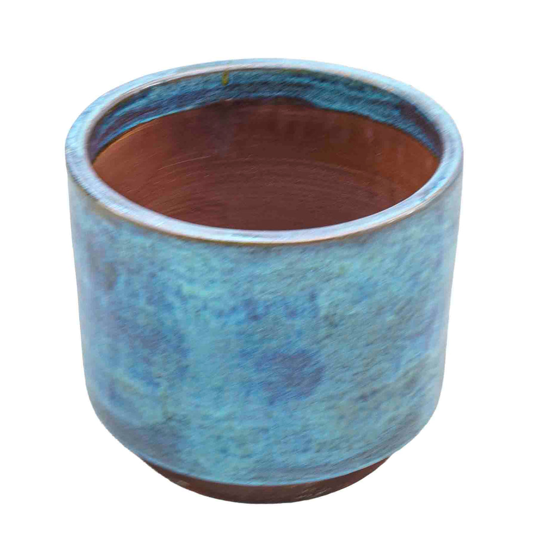 Round Blue Ceramic Pot