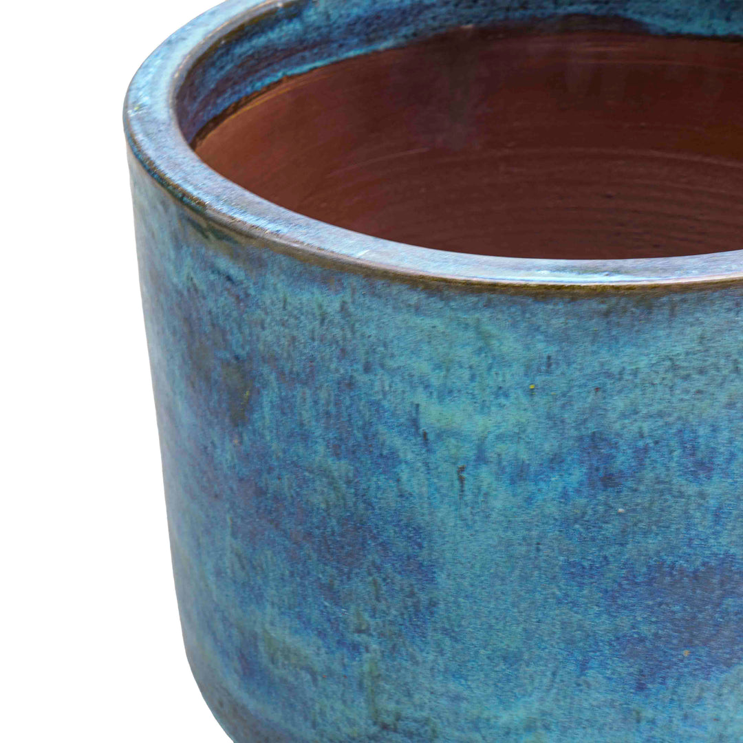 Round Blue Ceramic Pot