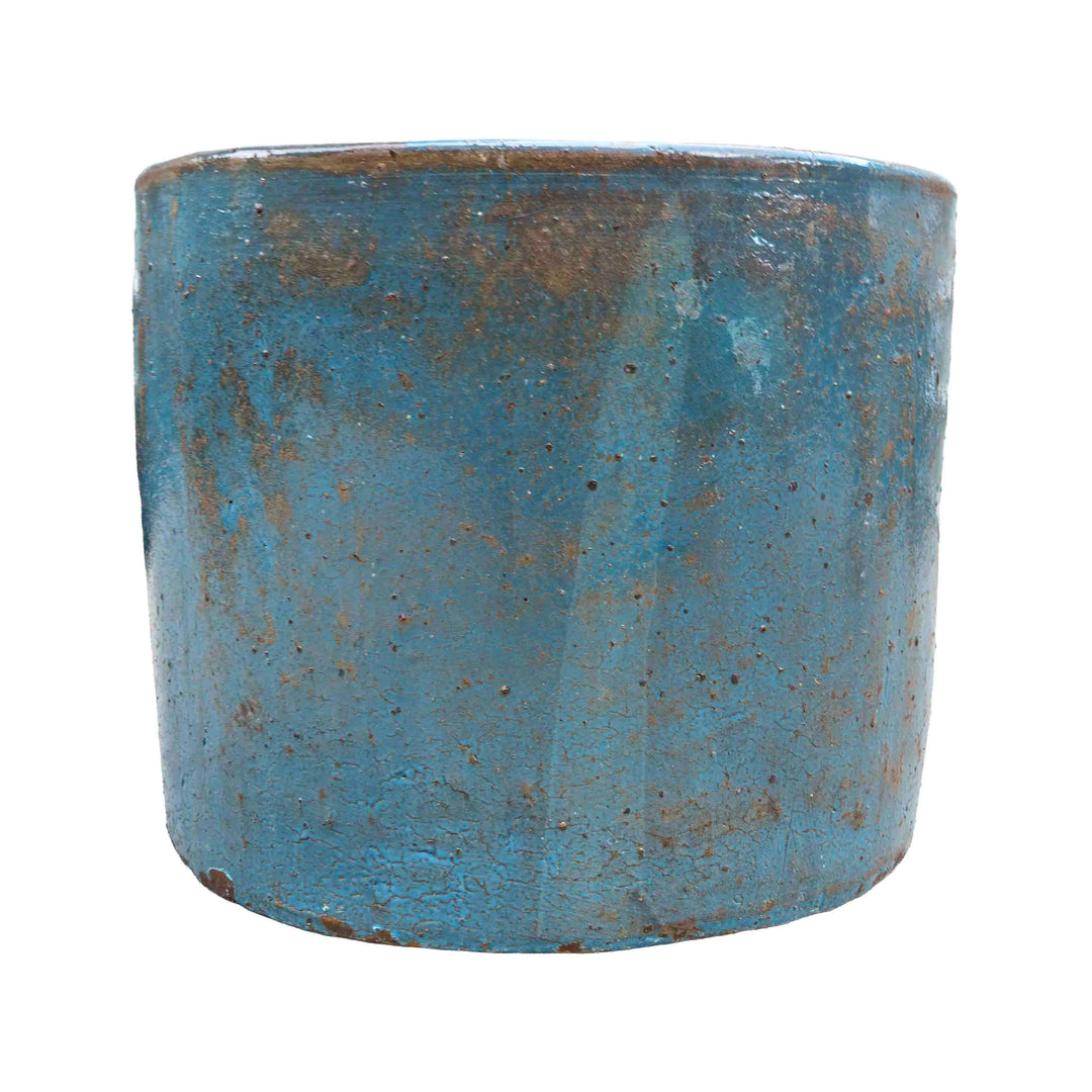 Round Blue Ceramic Pot