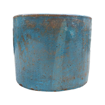 Round Blue Ceramic Pot
