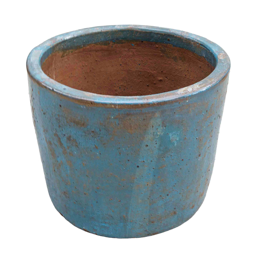 Round Blue Ceramic Pot