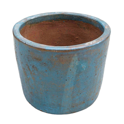 Round Blue Ceramic Pot