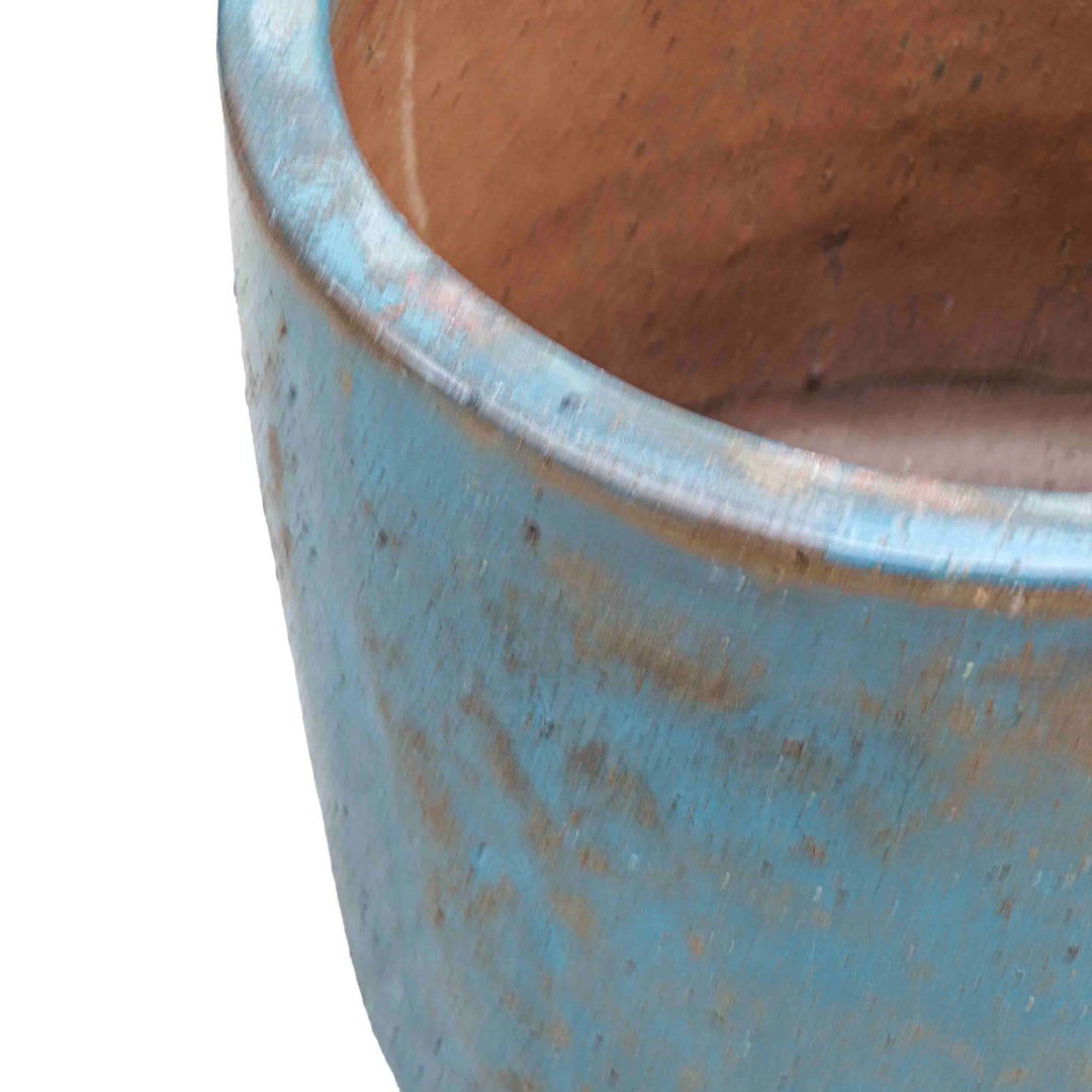 Round Blue Ceramic Pot