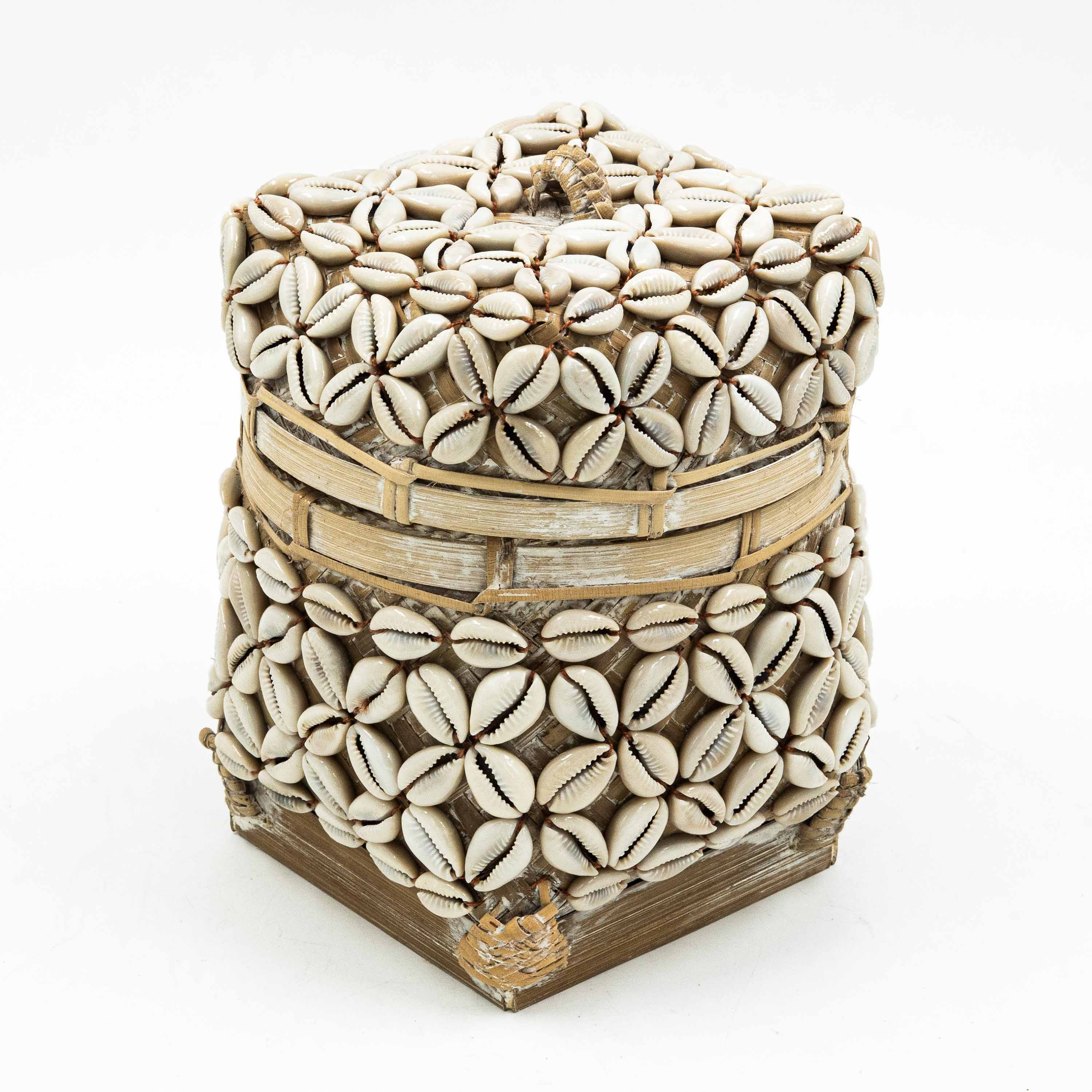 Buy Containers | Rattan Cowrie Shell Storage Box Beige | Shop at Beruru