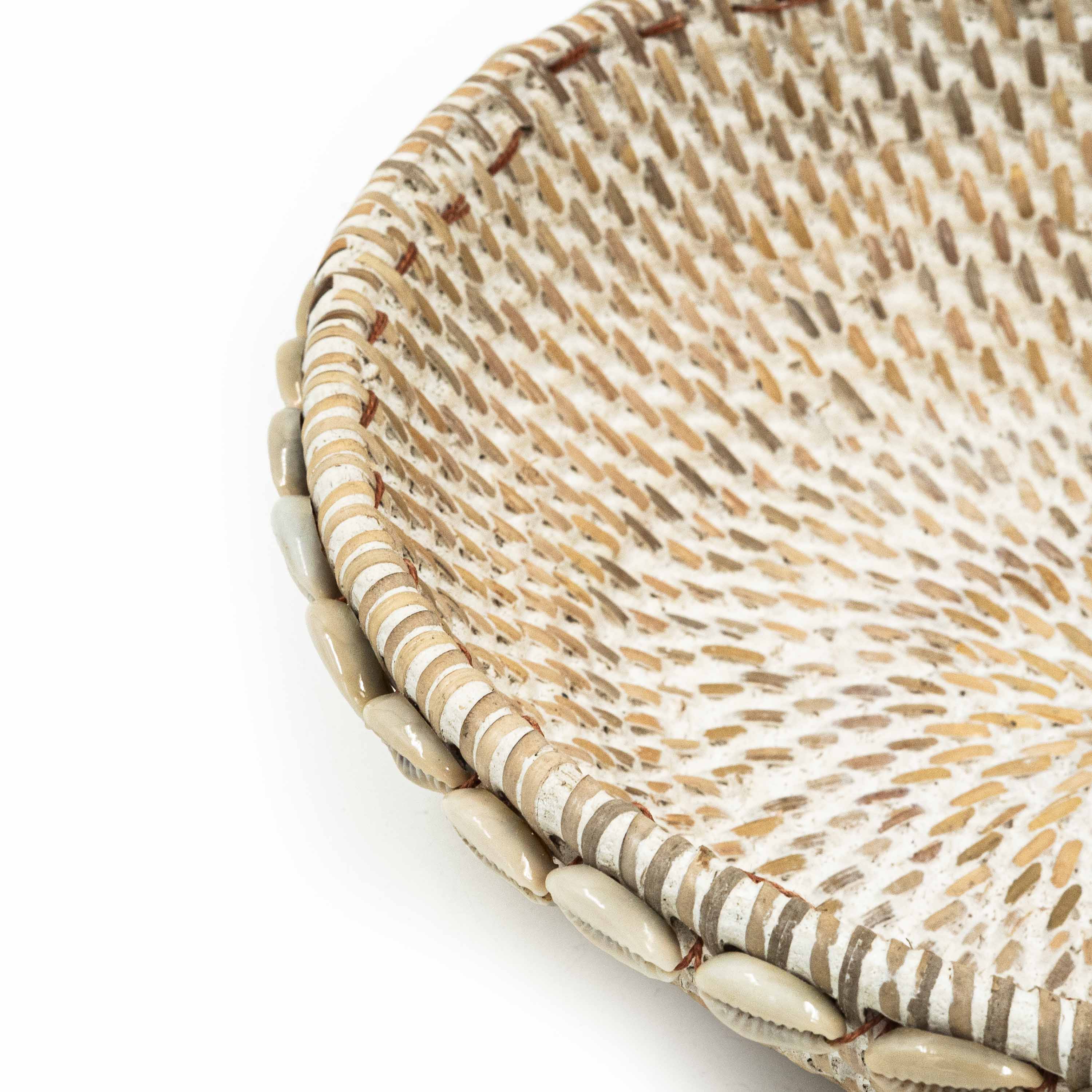 Rattan Tray With Cowrie Shells