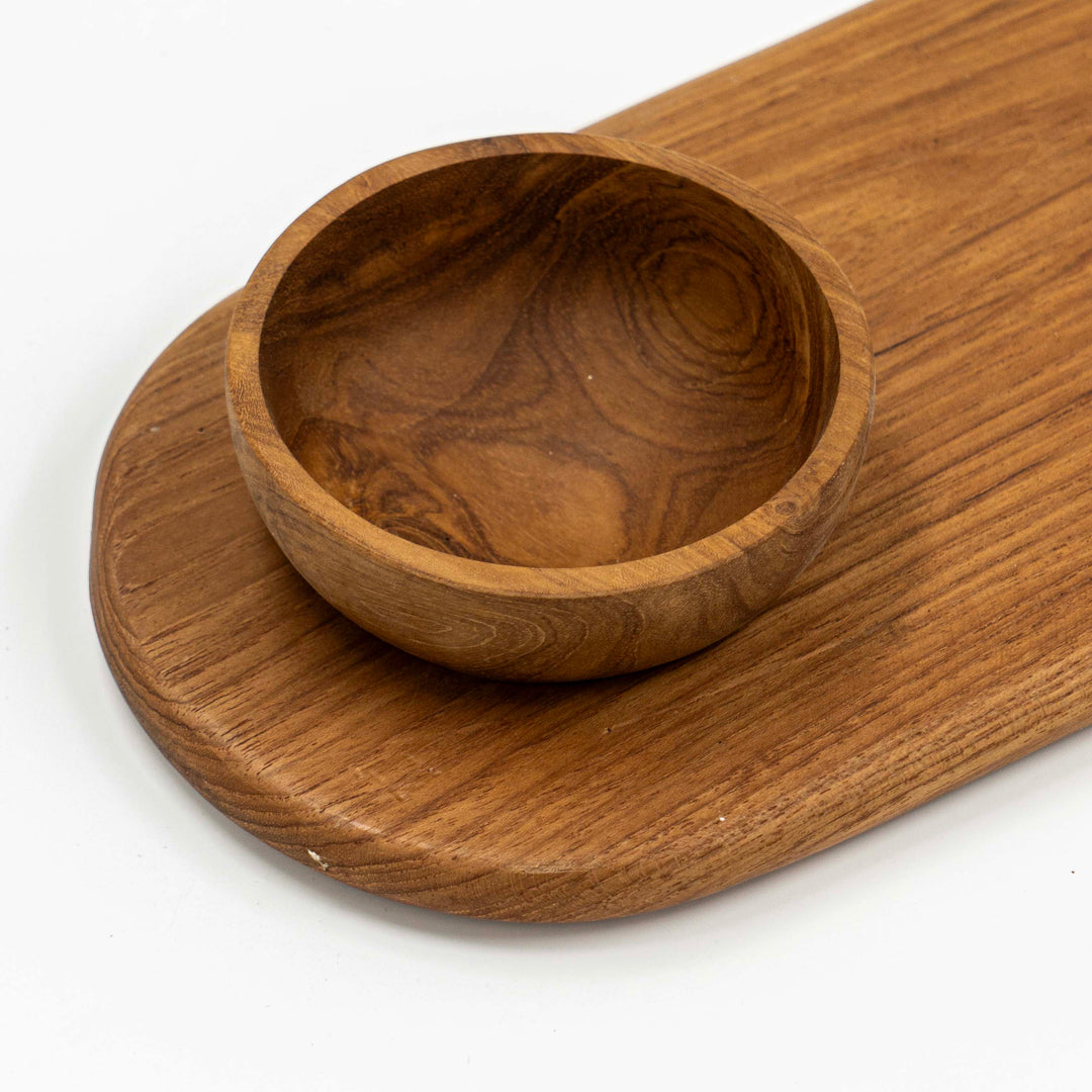 Yarah Teak Wood Serving Tray With Sauce Cup