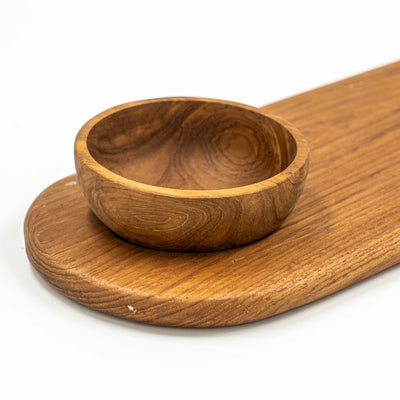 Yarah Teak Wood Serving Tray With Sauce Cup