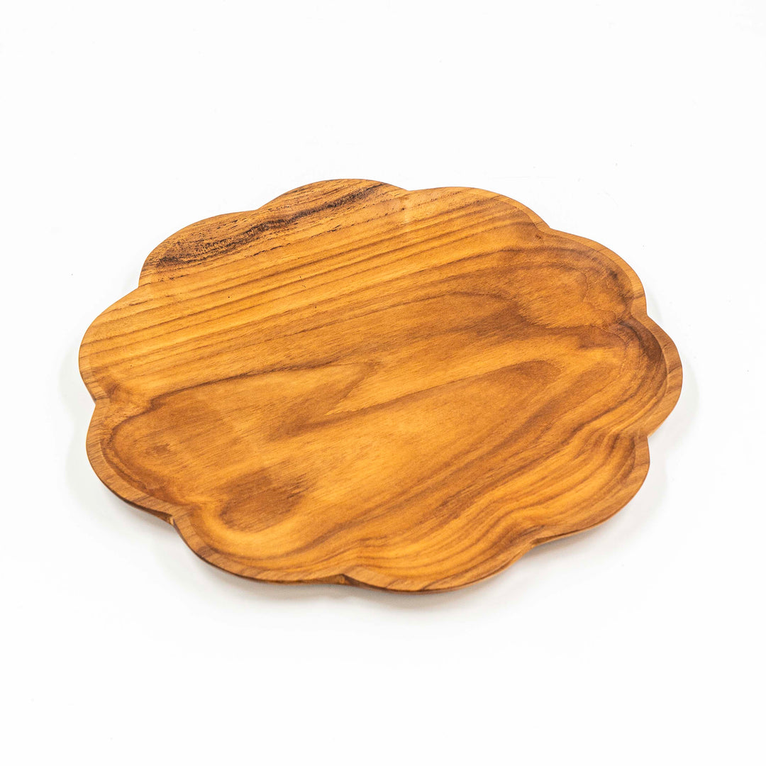 Yarah Teak Wood Flower Dinner Plate