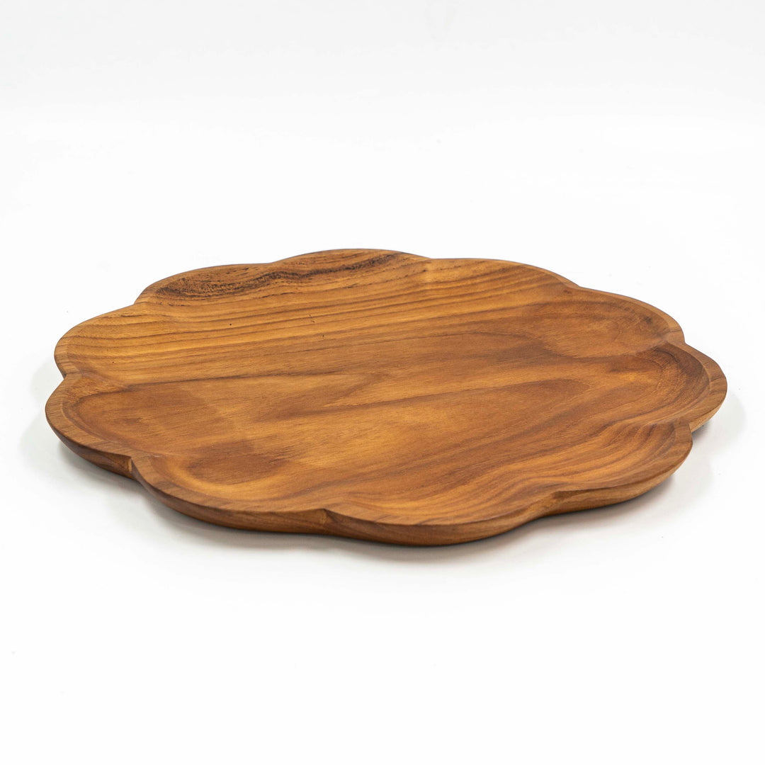 Yarah Teak Wood Flower Dinner Plate