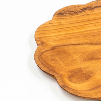 Yarah Teak Wood Flower Dinner Plate