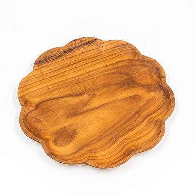 Yarah Teak Wood Flower Dinner Plate