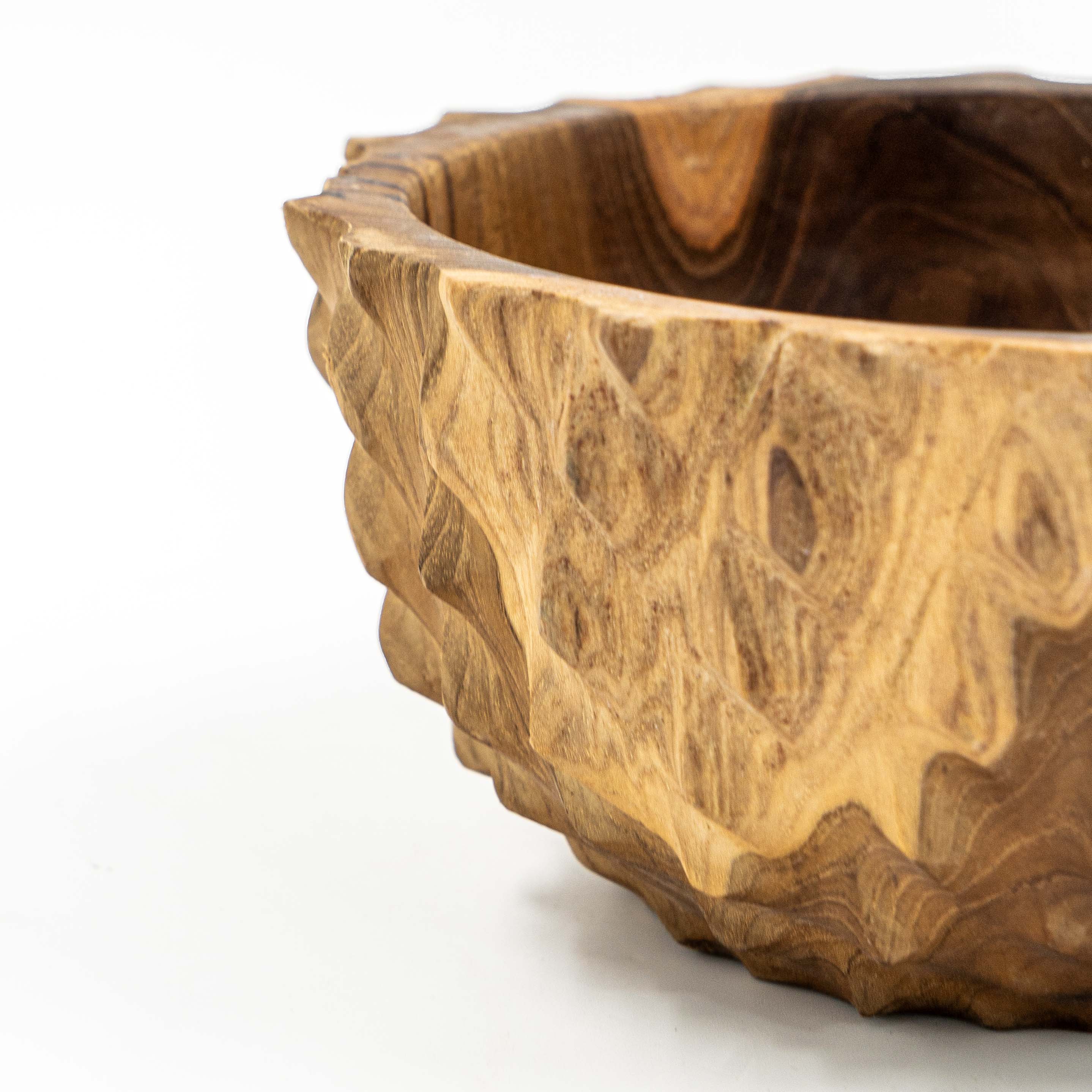 Yarah Teak Wood Zig-Zag Edged Bowl