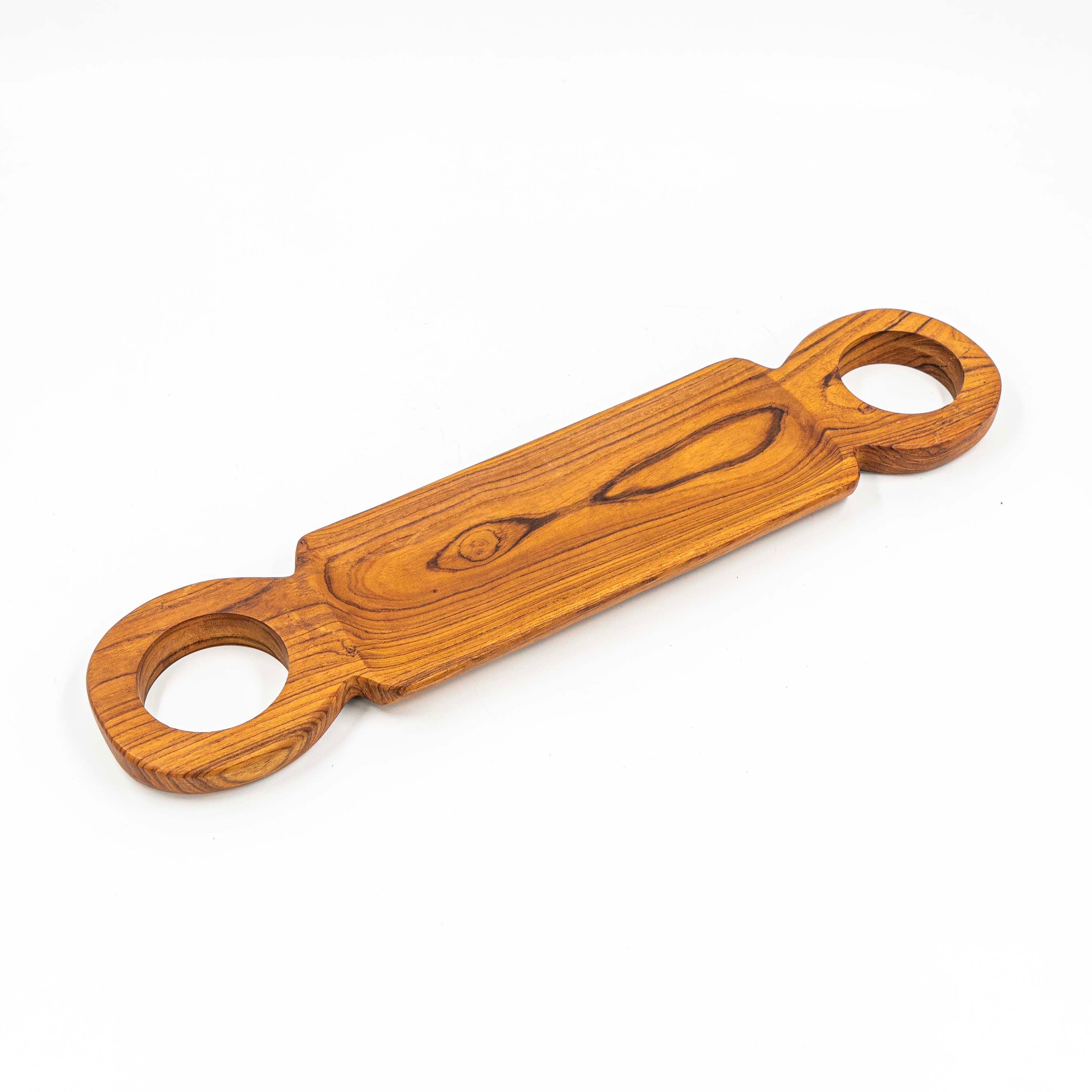 Yarah Teak Wood Rectangle Serving Tray With Holder