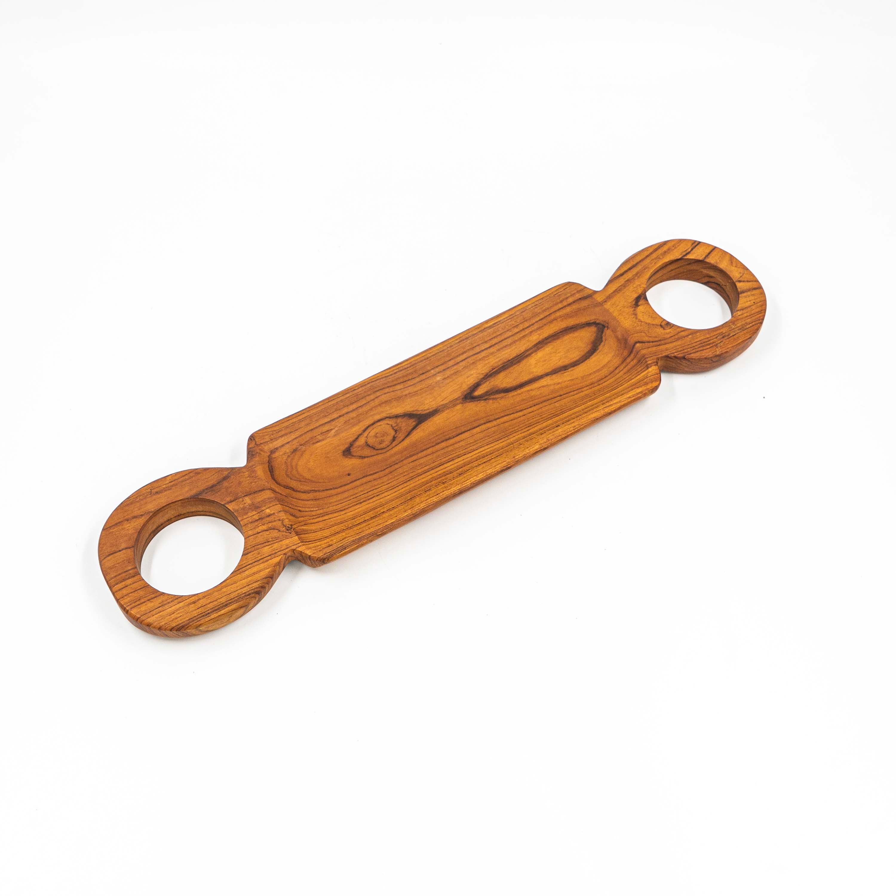 Yarah Teak Wood Rectangle Serving Tray With Holder