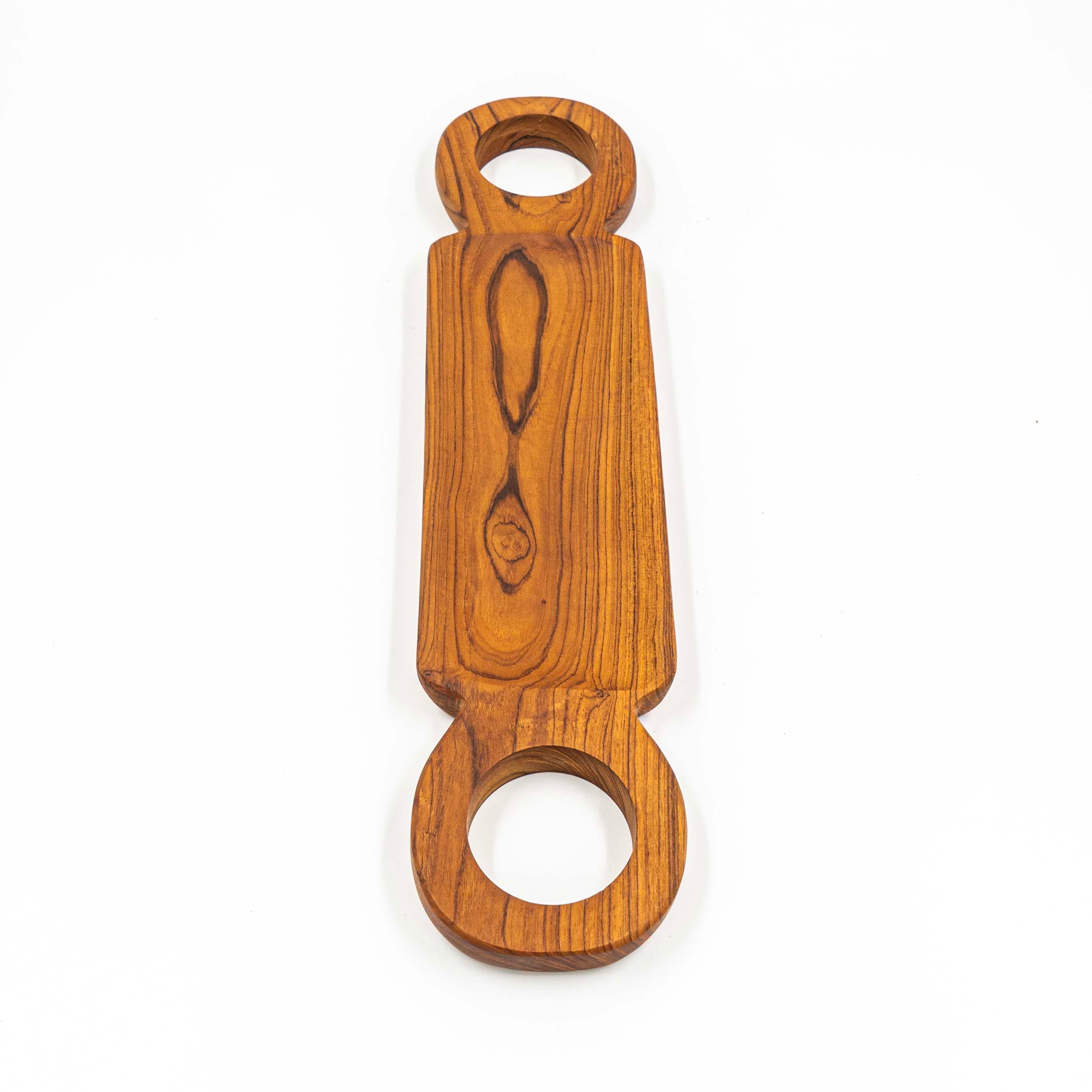 Yarah Teak Wood Rectangle Serving Tray With Holder