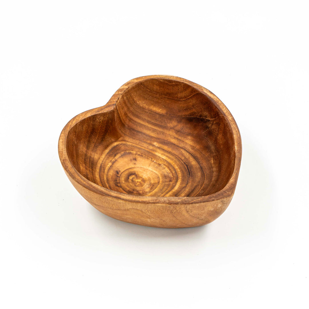 Yarah Teak Wood Heart Shaped Plate