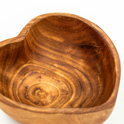 Yarah Teak Wood Heart Shaped Plate