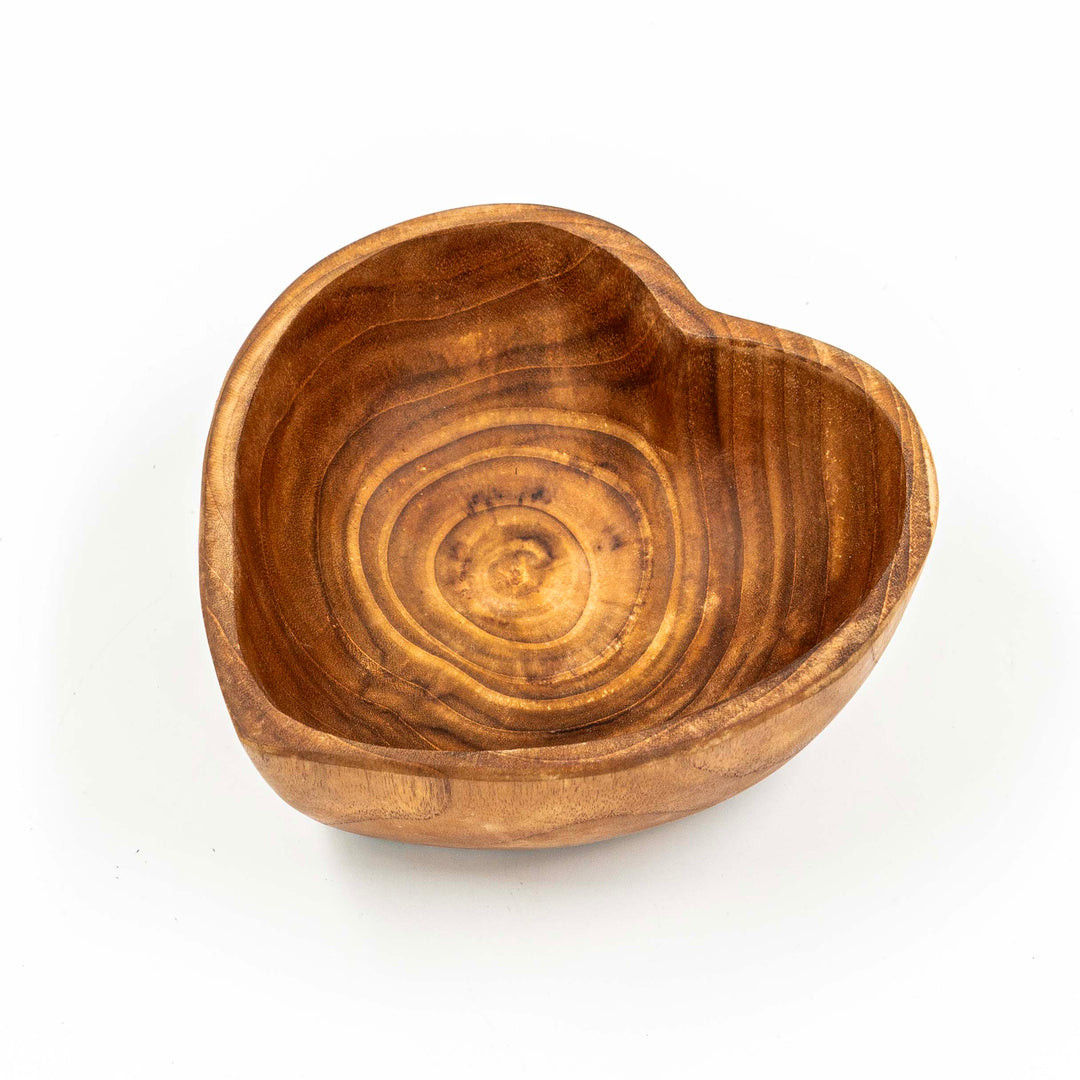 Yarah Teak Wood Heart Shaped Plate