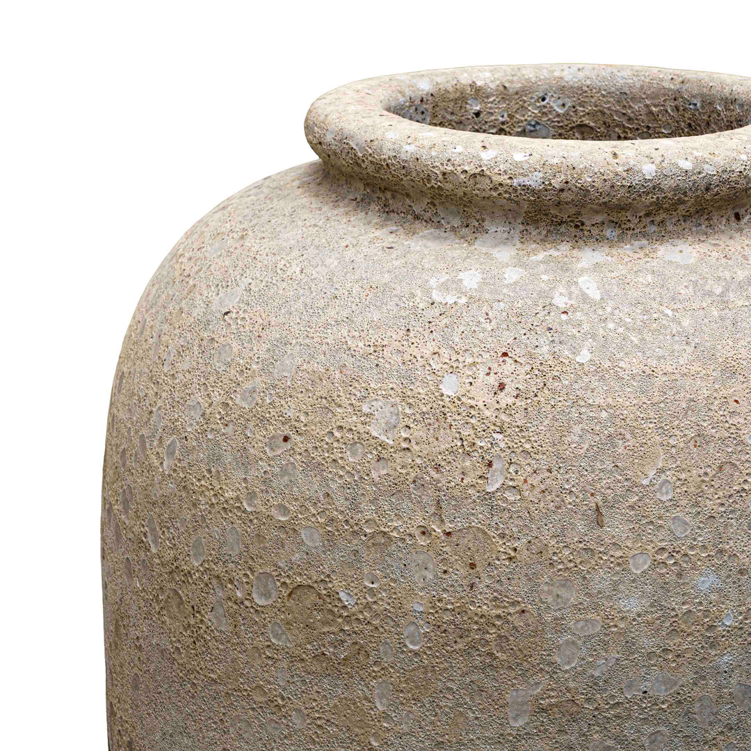Beige Textured Ceramic Pot