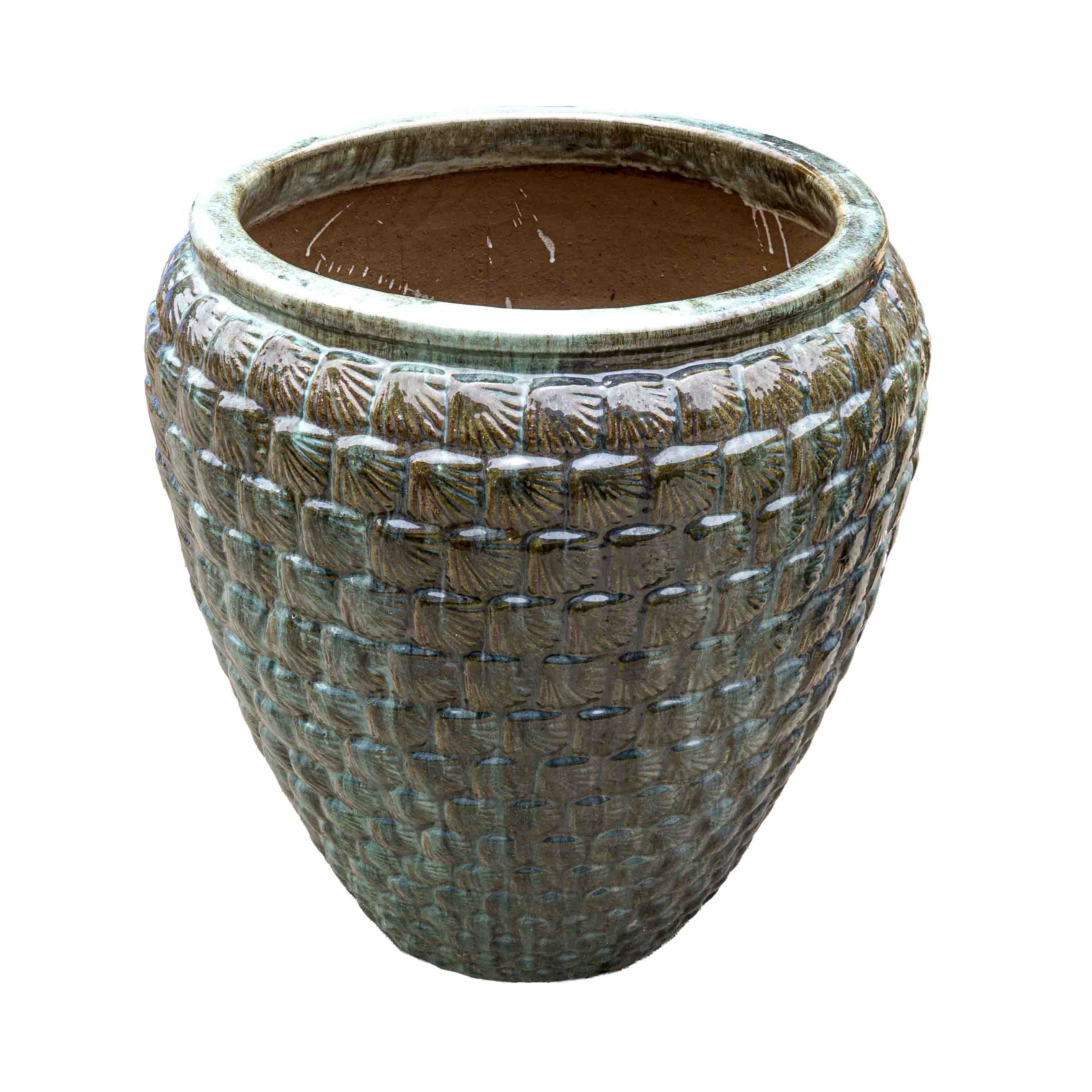 Textured Emerald Green Ceramic Pot