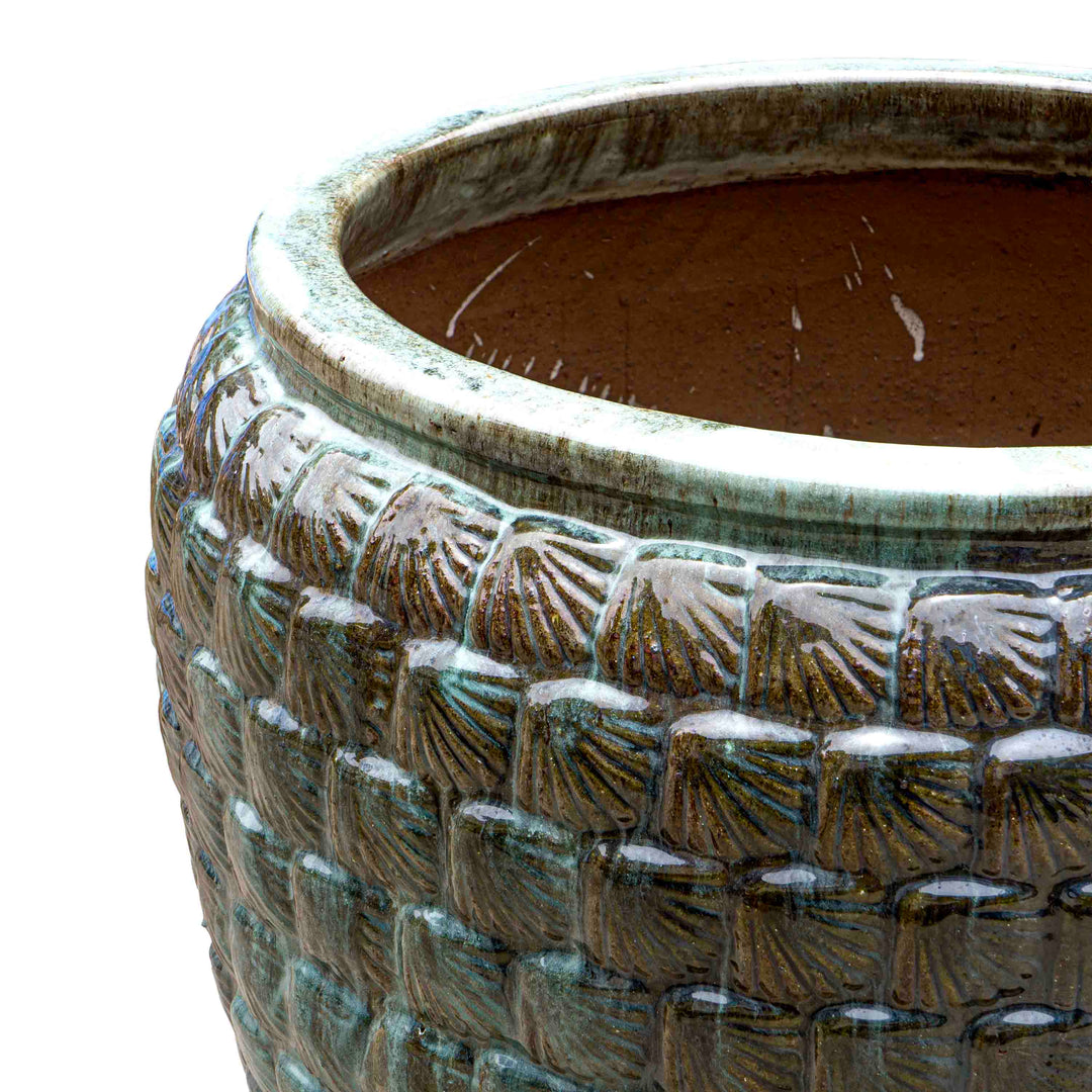 Textured Emerald Green Ceramic Pot