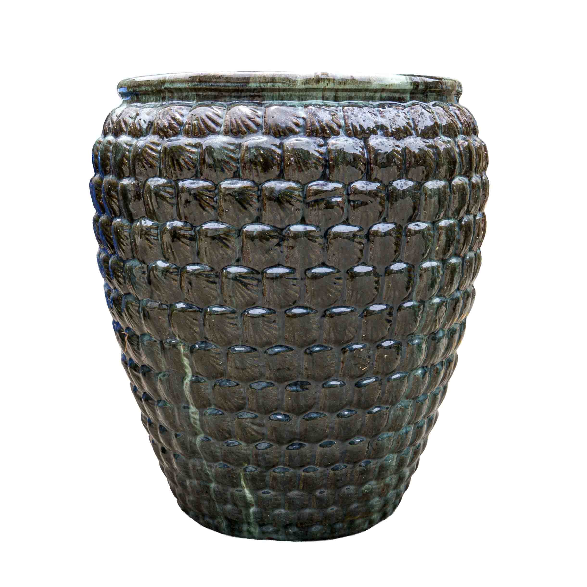 Textured Emerald Green Ceramic Pot