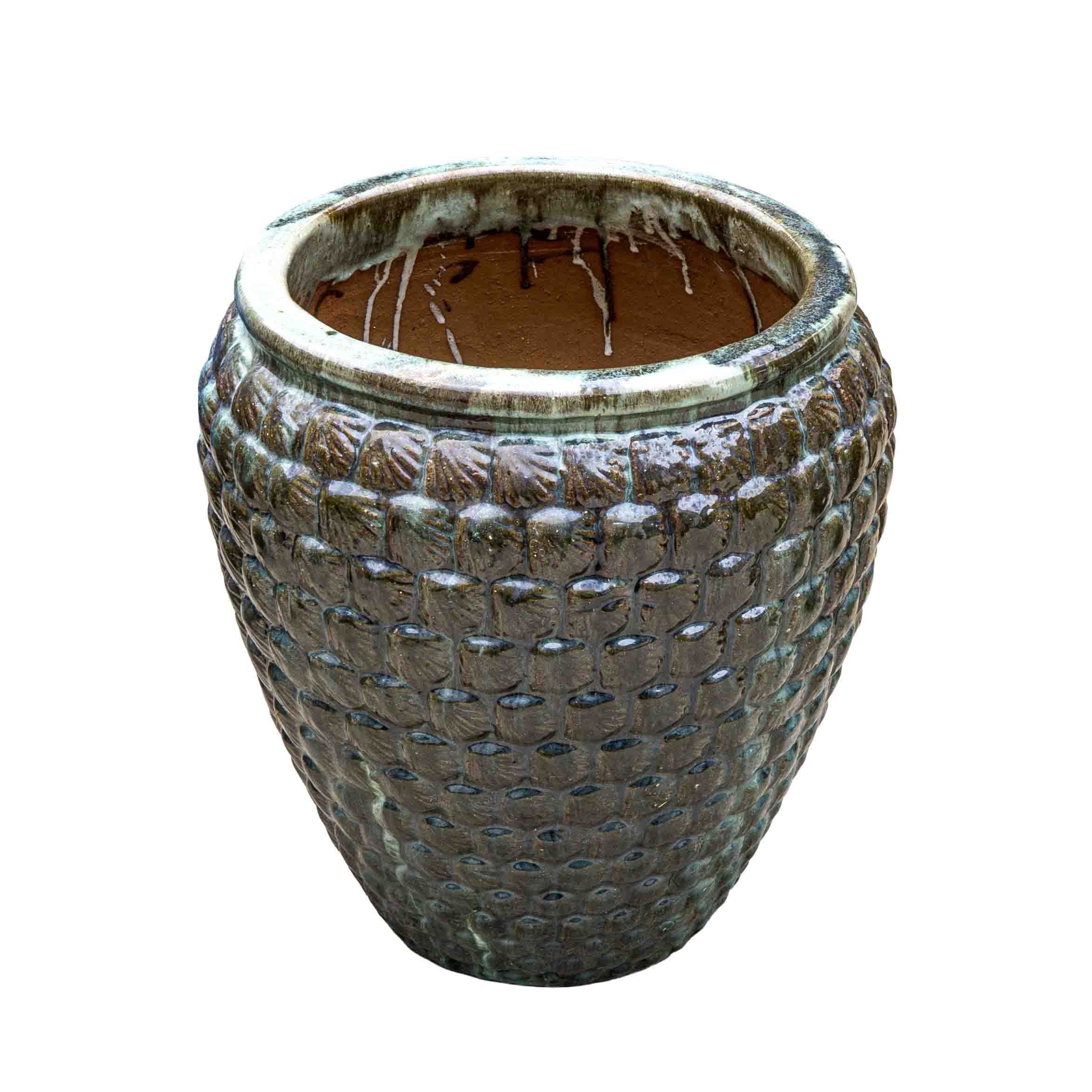 Textured Emerald Green Ceramic Pot