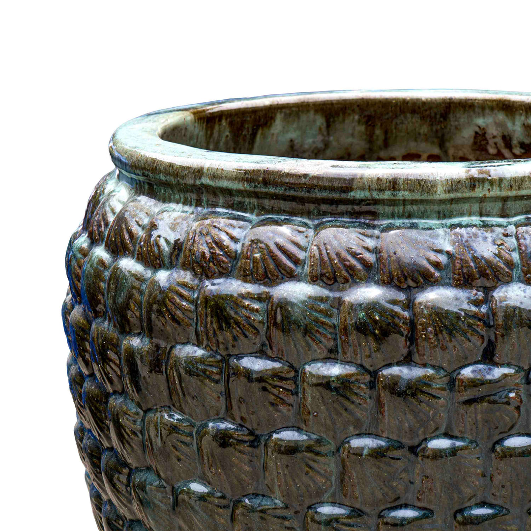 Textured Emerald Green Ceramic Pot