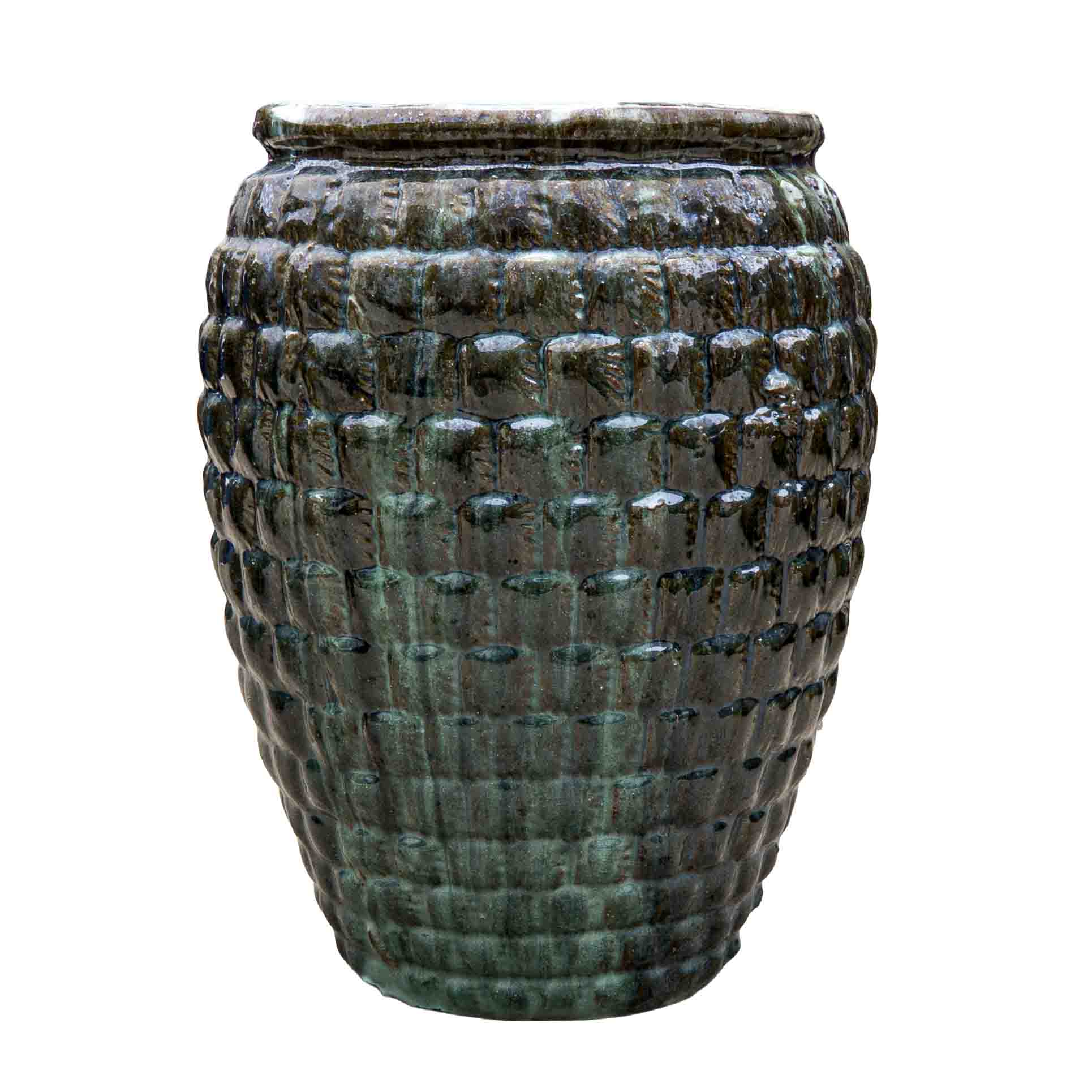 Textured Emerald Green Ceramic Pot