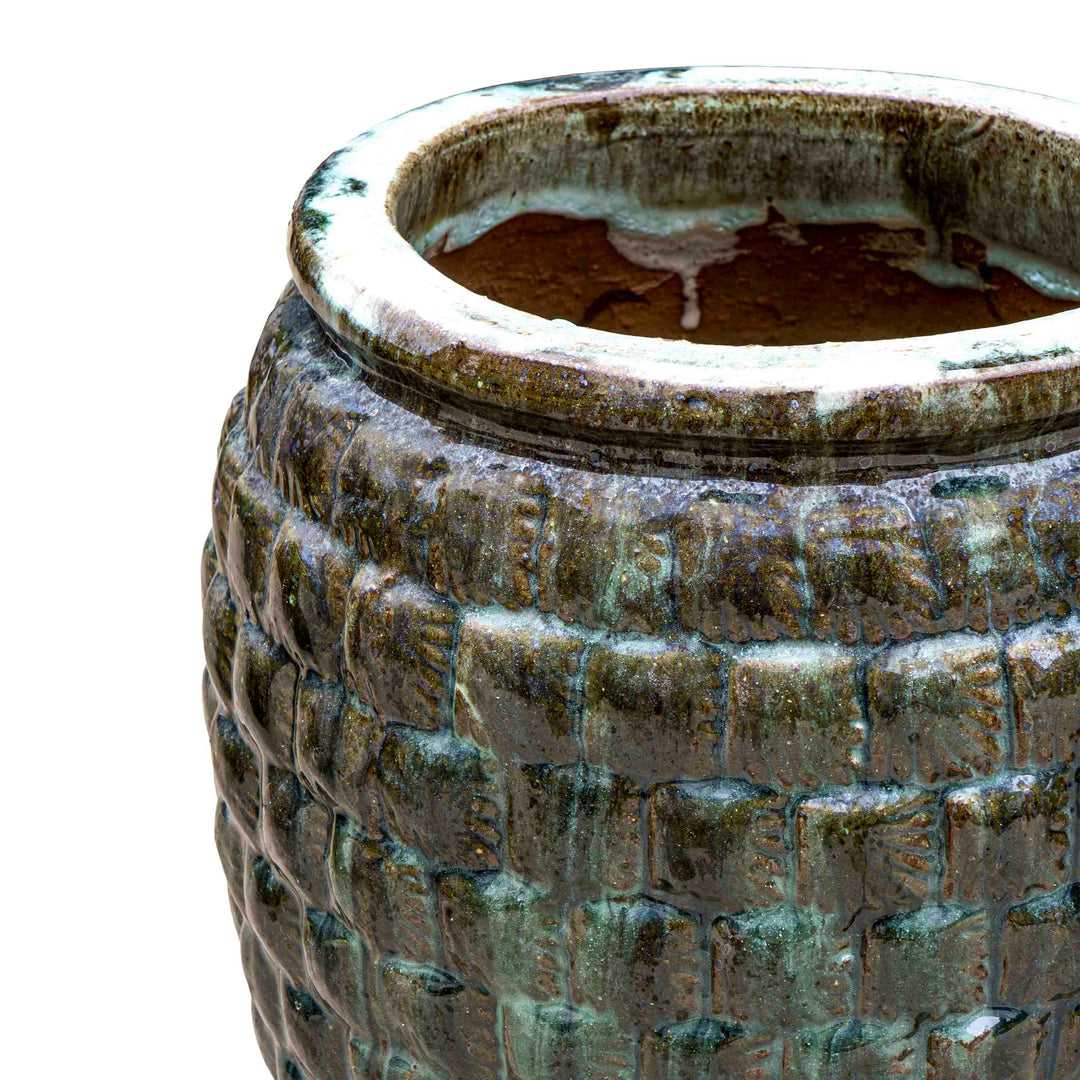 Textured Emerald Green Ceramic Pot
