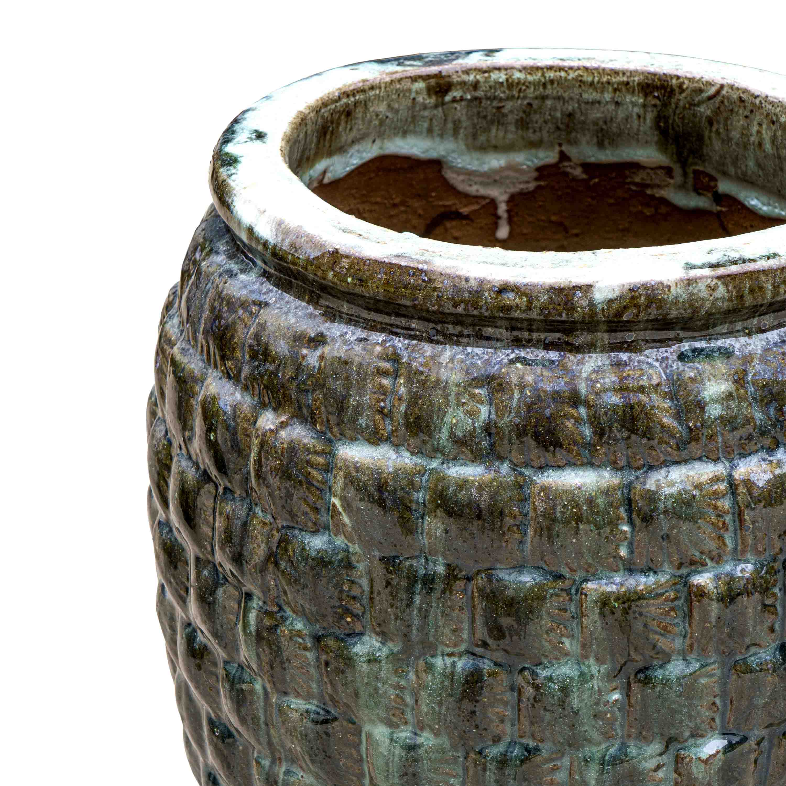 Textured Emerald Green Ceramic Pot