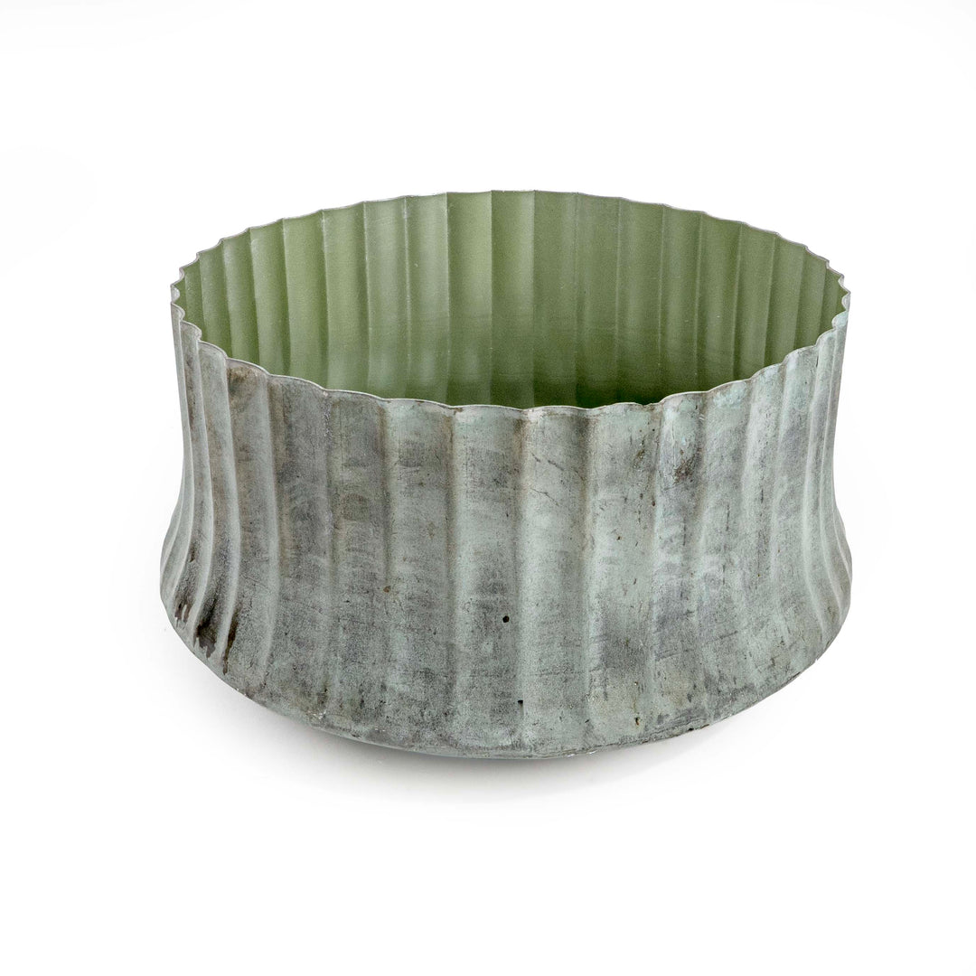 Verdi Blue Fluted Metal Pot