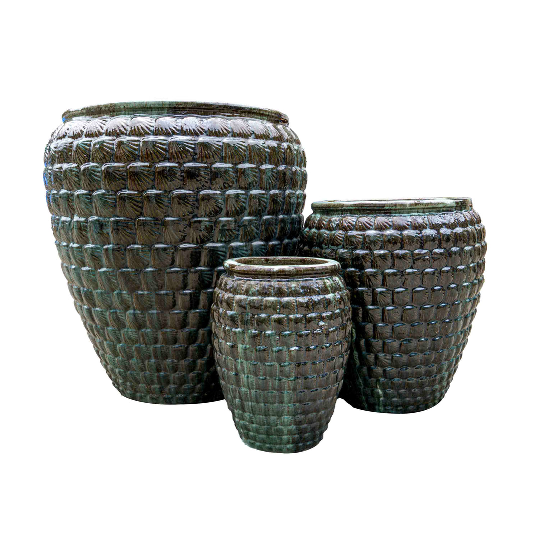 Textured Emerald Green Ceramic Pot