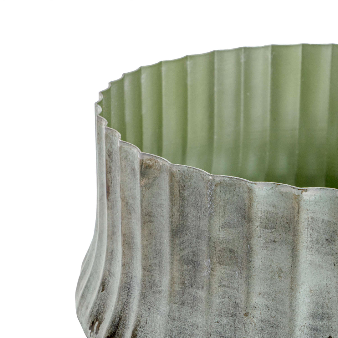 Verdi Blue Fluted Metal Pot