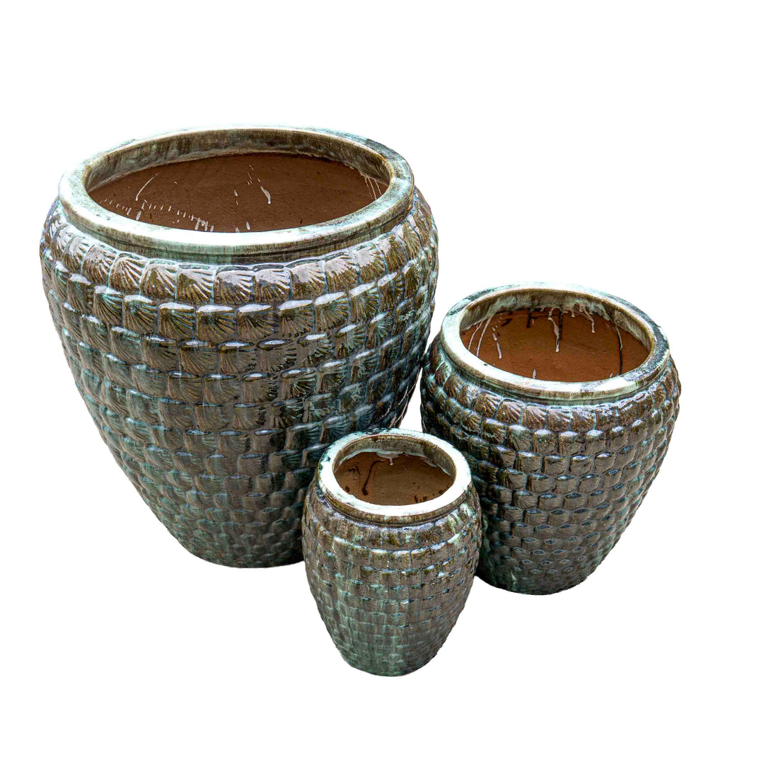 Textured Emerald Green Ceramic Pot