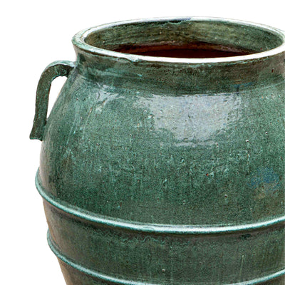 Spiral Glazed Ceramic Pot Green