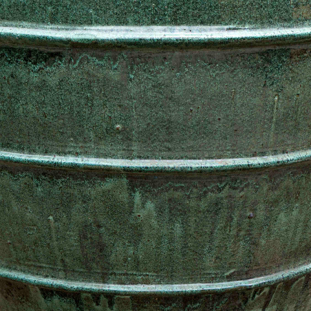 Spiral Glazed Ceramic Pot Green